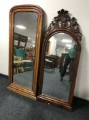 Two late 19th century mahogany hall mirrors