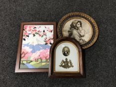 A framed needlework study,