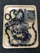 A collection of silver and white metal jewellery, silver ring,