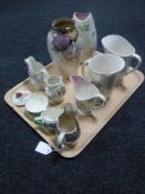 Two trays containing a collection of Maling china