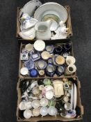 Three boxes of Ringtons china, mugs, wash jug and basin,