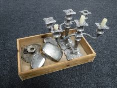 A silver plated chamber stick,