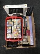 Two boxes of PC CD Roms, computer keyboards,