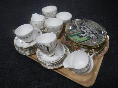 A tray of collector's plates, part Regency & Queen Anne tea service,