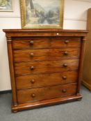 A Victorian mahogany chest of six drawers,