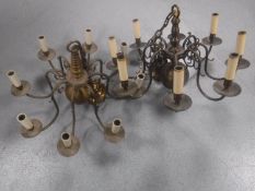 Two eight branch chandeliers