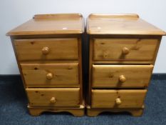 A pair of contemporary pine bedside chests