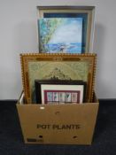A large quantity of framed pictures and prints, framed cigarette cards,