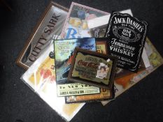 Two framed advertising mirrors - Blended Scotch Whiskey and Coca Cola,