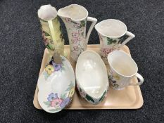 A tray of Maling Dahlia lustre jug and five other pieces of Maling