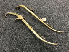 Two vintage brass horse hames stamped W.M.