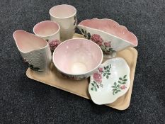 A tray of six pieces of Maling lustre china