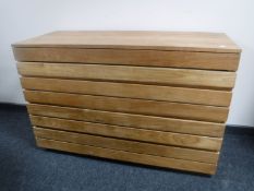 A contemporary teak four drawer chest CONDITION REPORT: 125cm wide by 50cm deep by