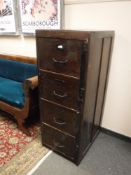 An early twentieth century oak filing cabinet with locking mechanism, width 50 cm.