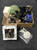 A box of contemporary Star Wars figures, boxed, Lord of the Rings figures,