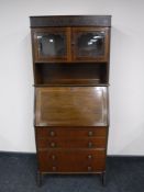 A mahogany bureau bookcase