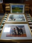 A gilt framed Vettriano print and two other prints