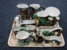 A tray of eleven Hornsea fauna vases
