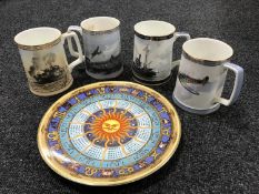 A tray of four Royal Doulton commemorative tankards; El Alamein, Battle of Britain,