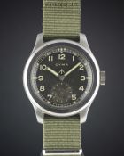 A GENTLEMAN'S STAINLESS STEEL BRITISH MILITARY CYMA W.W.W. WRIST WATCH CIRCA 1940s, PART OF THE 