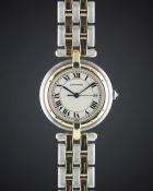 A GENTLEMAN'S SIZE STEEL & GOLD CARTIER PANTHERE RONDE BRACELET WATCH CIRCA 1990s Movement: