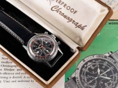 A RARE GENTLEMAN'S STAINLESS STEEL JARDUR BEZELMETER WATERPROOF PILOTS CHRONOGRAPH WRIST WATCH CIRCA