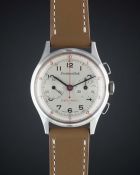 A RARE GENTLEMAN'S STAINLESS STEEL EXCELSIOR PARK DECIMAL CHRONOGRAPH WRIST WATCH CIRCA 1960