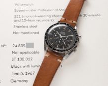 A RARE GENTLEMAN'S STAINLESS STEEL OMEGA SPEEDMASTER PROFESSIONAL 