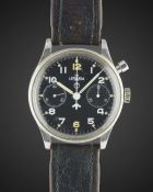 A RARE GENTLEMAN'S STAINLESS STEEL BRITISH MILITARY LEMANIA SINGLE BUTTON ROYAL NAVY PILOTS