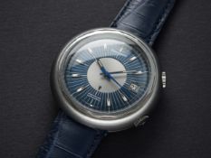 A VERY RARE GENTLEMAN'S STAINLESS STEEL JAEGER LECOULTRE MEMOVOX SNOWDROP SPEED BEAT AUTOMATIC ALARM