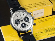 A RARE GENTLEMAN'S STAINLESS STEEL BREITLING TOP TIME CHRONOGRAPH WRIST WATCH CIRCA 1968, REF.