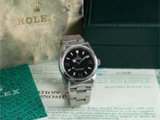 A VERY RARE GENTLEMAN'S STAINLESS STEEL ROLEX OYSTER PERPETUAL EXPLORER 