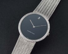A FINE & RARE GENTLEMAN'S SIZE 18K SOLID WHITE GOLD & DIAMOND AUDEMARS PIGUET BRACELET WATCH CIRCA