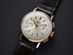 A FINE & RARE GENTLEMAN'S 18K SOLID PINK GOLD LONGINES FLYBACK 