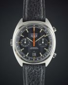 A GENTLEMAN'S STAINLESS STEEL HEUER CARRERA AUTOMATIC CHRONOGRAPH WRIST WATCH DATED 1981, REF. 110.