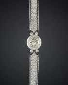 A LADIES 18K SOLID WHITE GOLD & DIAMOND BLANCPAIN BRACELET WATCH CIRCA 1960s Movement: Manual back-