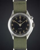 A RARE GENTLEMAN'S STAINLESS STEEL SWEDISH MILITARY LEMANIA TG 195 SINGLE BUTTON 