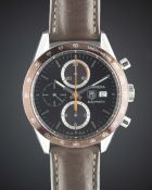 A GENTLEMAN'S STAINLESS STEEL TAG HEUER CARRERA CALIBRE 16 AUTOMATIC CHRONOGRAPH WRIST WATCH CIRCA