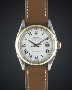 A GENTLEMAN'S STEEL & GOLD ROLEX OYSTER PERPETUAL DATEJUST WRIST WATCH CIRCA 1977, REF. 1601 WITH
