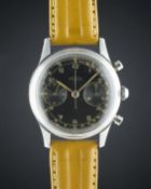 A VERY RARE GENTLEMAN'S LARGE SIZE STAINLESS STEEL HUNGARIAN AIR FORCE ANGELUS CHRONOGRAPH WRIST