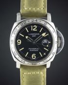 A RARE GENTLEMAN'S STAINLESS STEEL PANERAI LUMINOR GMT OCEAN CHRONOMETER WRIST WATCH DATED 1999,