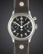 A RARE GENTLEMAN'S STAINLESS STEEL BRITISH MILITARY LEMANIA SINGLE BUTTON ROYAL NAVY PILOTS