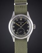A RARE GENTLEMAN'S STAINLESS STEEL BRITISH MILITARY ETERNA W.W.W. WRIST WATCH CIRCA 1940s, PART OF