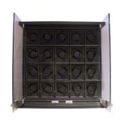 A LEATHER 20 MODULE WATCH WINDER CABINET BY UNDERWOOD OF LONDON REF. UN844, RETAIL PRICE $19,750