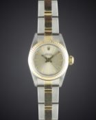 A LADIES STEEL & GOLD ROLEX OYSTER PERPETUAL BRACELET WATCH CIRCA 1987, REF. 67193 Movement: 29J,