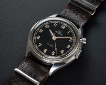 A RARE GENTLEMAN'S STAINLESS STEEL SWEDISH MILITARY LEMANIA TG 195 SINGLE BUTTON 