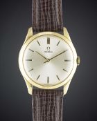 A GENTLEMAN'S 18K SOLID GOLD OMEGA WRIST WATCH CIRCA 1950, REF. 13302 Movement: 17J, manual wind,