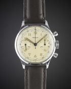 A GENTLEMAN'S CHROME PLATED GALLET CHRONOGRAPH WRIST WATCH CIRCA 1950s Movement: 17J, manual wind,