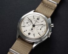 A VERY RARE GENTLEMAN'S STAINLESS STEEL BRITISH MILITARY ROYAL NAVY NUCLEAR SUBMARINE LEMANIA SINGLE