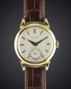 A GENTLEMAN'S 18K SOLID GOLD PATEK PHILIPPE WRIST WATCH DATED 1950, REF. 1491 WITH 